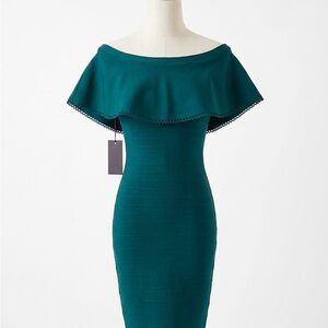 Marciano Off-Shoulder Teal Bandage Dress